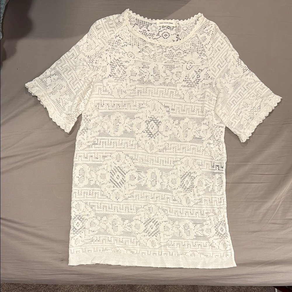 Isabel Marant Etoile White Ruffled Short Sleeve Blouse